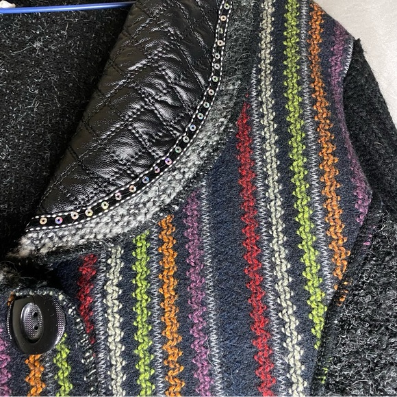 Liquid by Sioni Cardigan Black Long Wool Mohair Boho Sweater Sz XL Whimsigoth - Picture 6 of 9